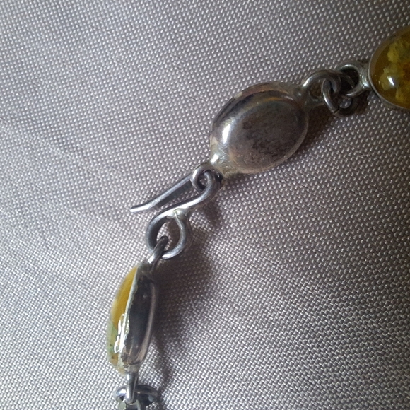 925 Forget Me Not Lucite Cabachon 7" Vintage Bracelet Sterling Silver Flower✨️ - Picture 6 of 7